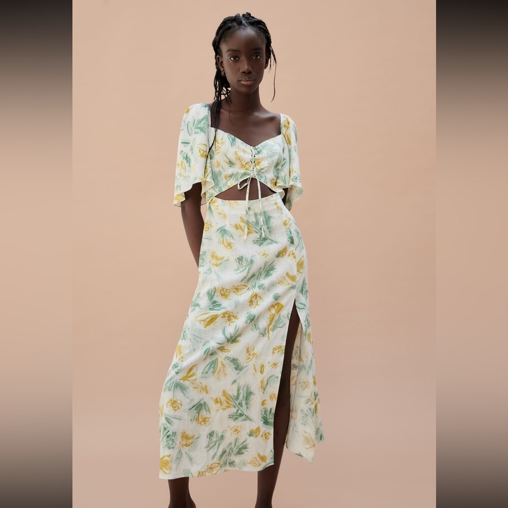 Zara Cut Out Printed Dress